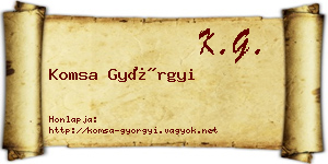 Komsa Györgyi névjegykártya